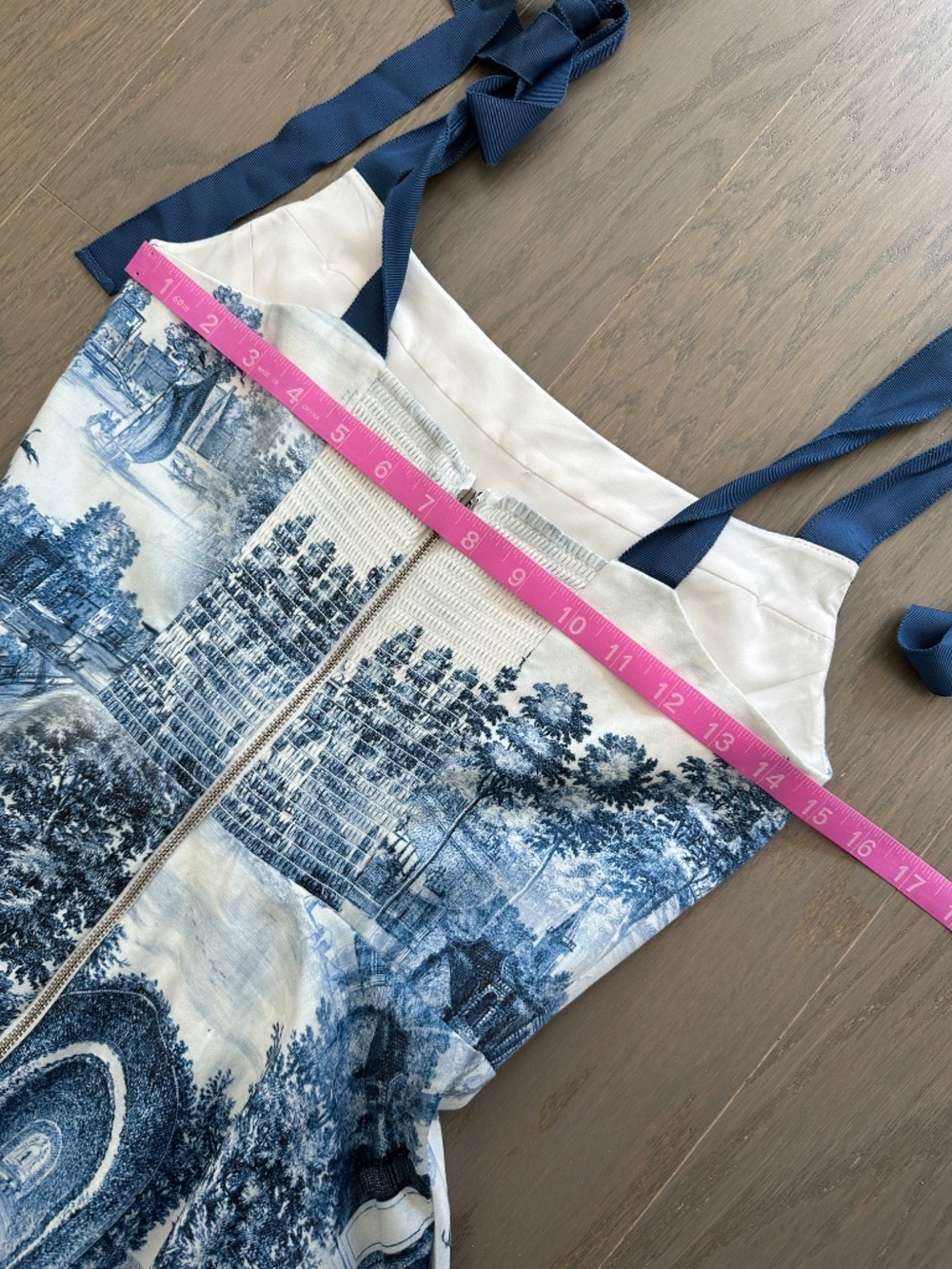 Alice + Olivia Rosalee Chateau Toile De Jouy Blue White Maxi Dress Tie Corset 2 - Picture 6 of 13